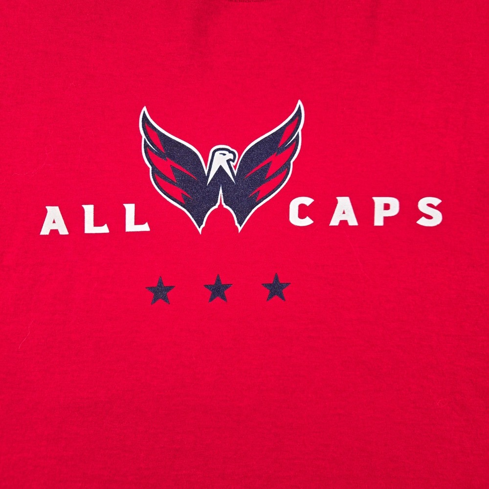 Hanes Washington Capitals All Caps T-Shirt Mens Large Red NHL Hockey Tee